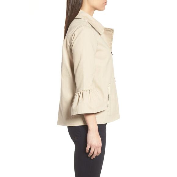 Draper James Casual Peplum Sleeve Utility Jacket Khaki Size 12 - Picture 4 of 8